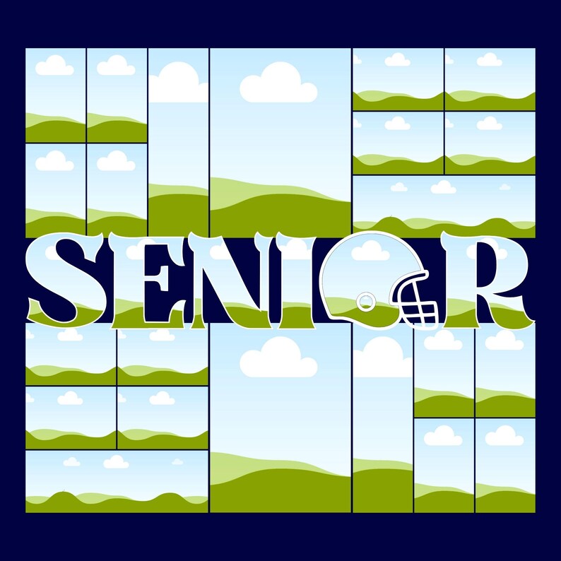 Senior Football Photo Collage Template Graduation Gift (digital
