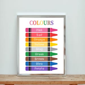 Colors Poster – Educational Printable for Kids, Preschool & Kindergarten, Classroom Wall Art, Learning Colors Chart, Instant Download