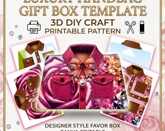 Sjabloon luxe handtas geschenkdoos | 3D Designer-bedankje (digitale download)