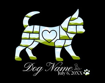 Sjabloon fotocollage Chihuahua Memorial, gepersonaliseerd cadeau verlies hond, canvas frame voor huisdierherinnering, begrafenisafdruk, poster eerbetoon puppy