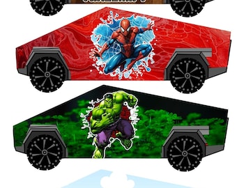 Sjabloon Cyber Truck-traktatiedoos | Futuristische doos met feestbedankjes (digitale download)