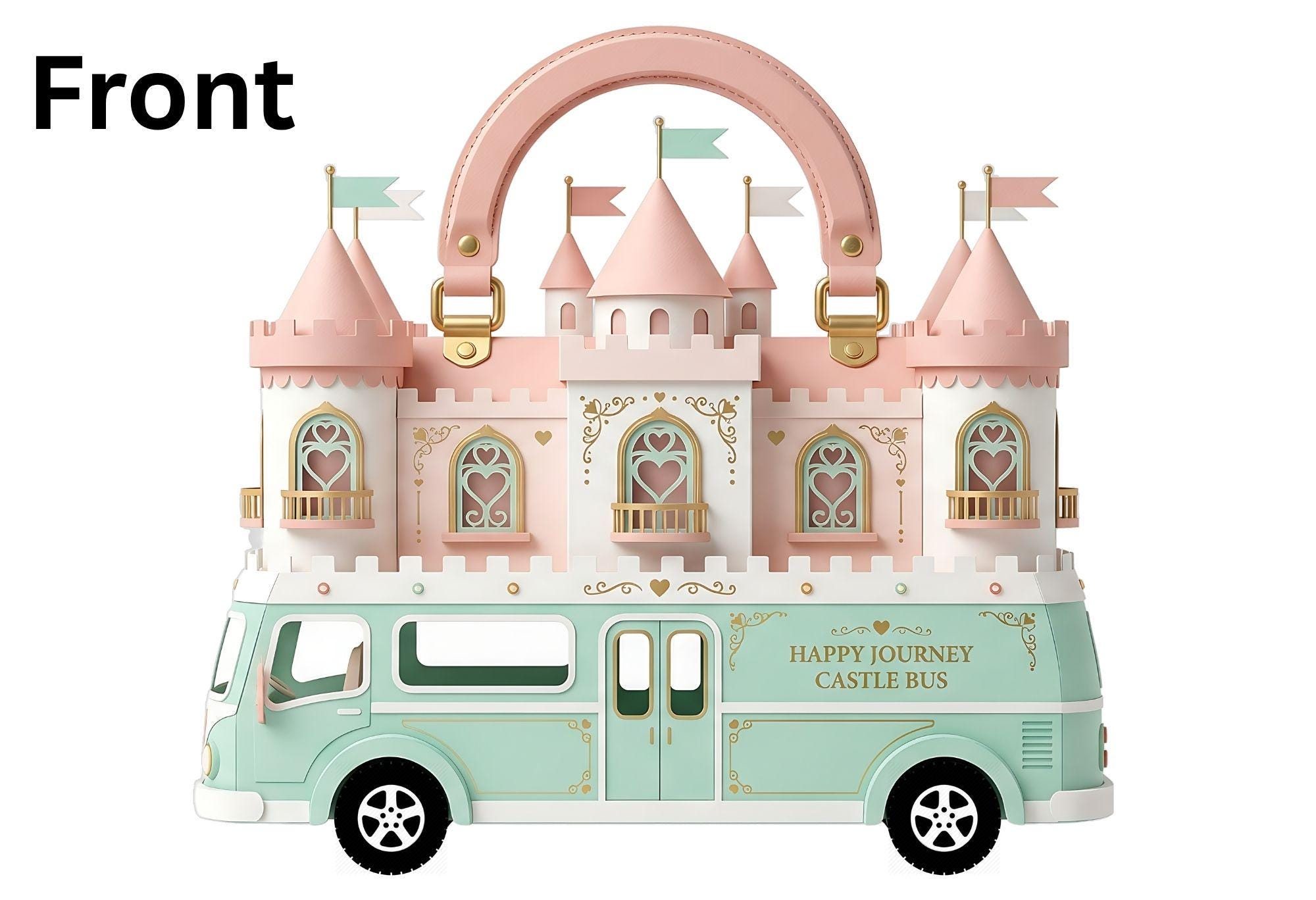 Princess Castle Bus Gift Box Template, Purse Favor Box, DIY Paper Craft ...