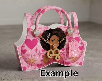 Bra Shape Party Favor Box, Black Woman Illustration Gift Box (Digital Download)