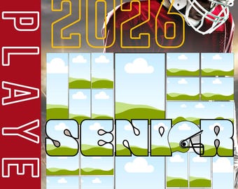Senior Football Photo Collage | Class of 2026 Canva Template (Digital Download)