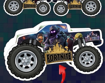 Battle Royale Truck Box, Gamer Monster Truck Favor, 3D Big Wheel-geschenkdoos, jongens gaming party decor, afdrukbaar 8.5 x 11 13 x 19