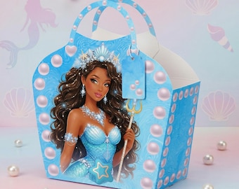 Zwarte zeemeermin portemonnee gunstdoos, DIY verjaardagsfeestje traktatiezakje (digitale download)