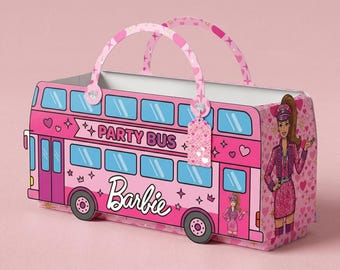 3D roze feestbus bedankdoos, modepop afdrukbare geschenkdoos (digitale download)