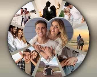 Bewerkbare canvas framesjabloon | Ronde hartcollage fotolijst | Directe download voor stellen en gezin