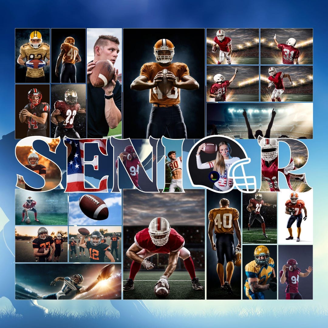 Senior Football Photo Collage Template Graduation Gift (digital