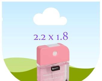 Buddy handdesinfecterend middel labelsjabloon Canva, PocketBac-gunst, aangepast frame, feestartikelen, sticker fles 2,2 x 1,8 fles, Instant Download DIY