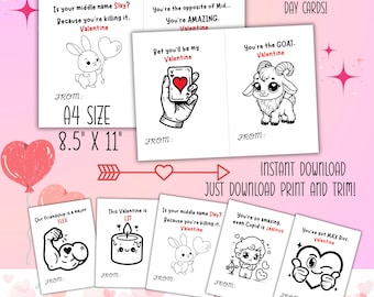 Valentijnskaarten grappige jargon - digitale download - unieke en eigenzinnige afdrukbare liefdesbriefjes voor hem, haar en vrienden direct downloaden