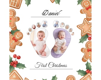 Baby First Christmas Footprint Art | Gingerbread Canva Template (Digital Download)