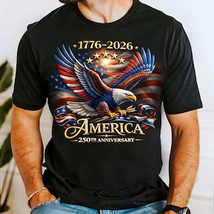 Amerikas 250-årsjubileum Amerikansk patriotisk tröja, USA 250 år Tröja, Bald Eagle amerikansk T-shirt, 1776–2026 Tröja, USA 250-årsgåva