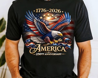 Camiseta patriótica del 250.º aniversario de Estados Unidos, camiseta de 250 años de EE. UU., camiseta americana con águila calva, camiseta de 1776-2026, regalo del 250.º aniversario de EE. UU.