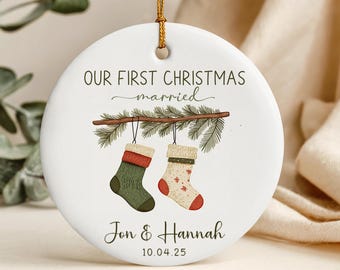 Personalized First Christmas Married Ornament 2025,Customized Our First Christmas As Mr And Mrs Christmas Ornament,Personalized Wedding Gift