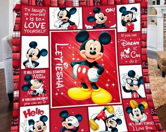 Personalized Name Mickey Mouse Blanket, Mickey Blanket Mickey Mouse Birthday Gifts Disneyland Mickey Minnie, Baby Blanket, Christmas Gift