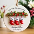 Personalized Family of Three Ceramic Christmas Ornament 2025, Custom New Family Ornament, Baby's First Christmas Ornament product logo