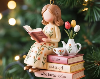 Personalized Christmas Book Tree Name Ornament, Bookworm Gifts, Personalized Book Ornament, 2026 Christmas Ornaments, Book lover gift