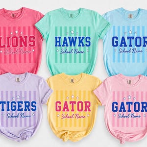 Comfort Colors© Custom Mascot Striped Shirt, School Spirit Shirt, Back To School Tee, Custom Mascot Shirt, Test Day Shirt, School Spirit Tee image 2