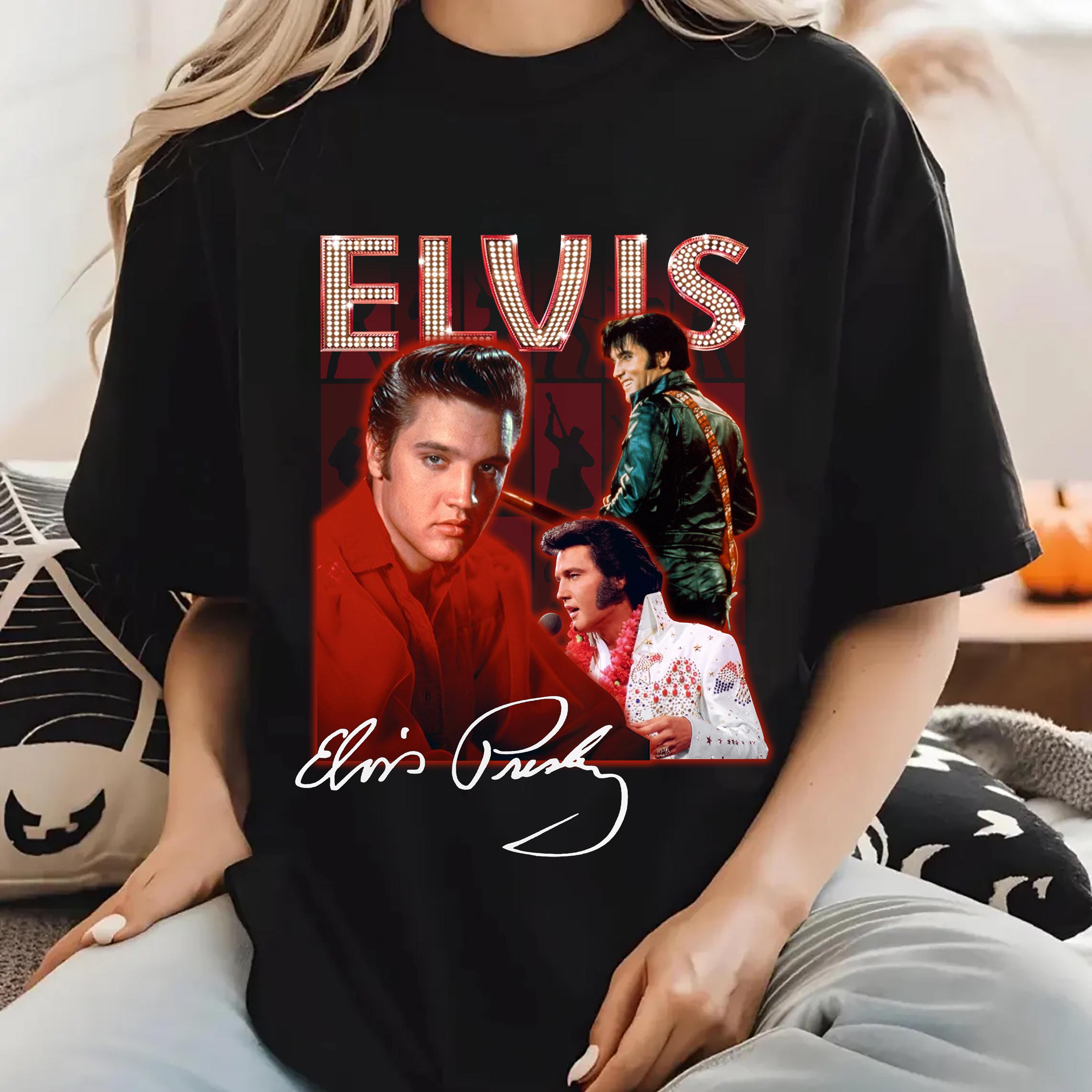 T-Shirt Elvis Presley Noir - Graphique - Jeunesse Petit (Youth Small) - Neuf