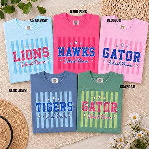 Comfort Colors© Custom Mascot Striped Shirt, School Spirit Shirt, Back To School Tee, Custom Mascot Shirt, Test Day Shirt, School Spirit Tee image 4