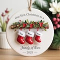 Personalized Family of Three Ceramic Christmas Ornament 2025, Custom New Family Ornament, Baby's First Christmas Ornament product logo