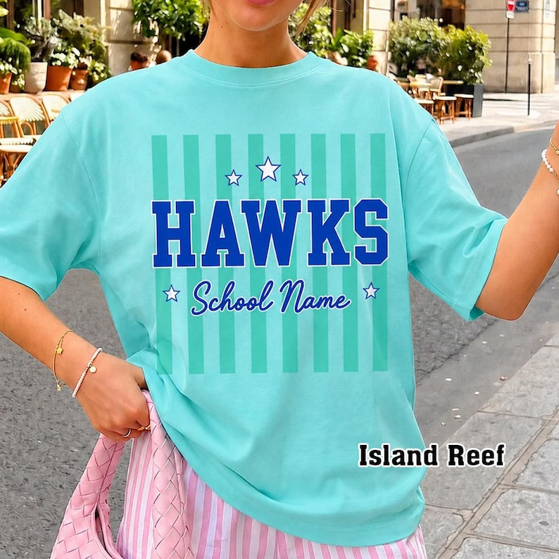 Comfort Colors© Custom Mascot Striped Shirt, School Spirit Shirt, Back To School Tee, Custom Mascot Shirt, Test Day Shirt, School Spirit Tee image 6