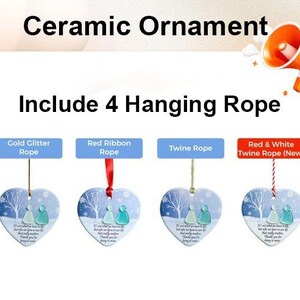 May include: Ceramic heart-shaped ornament with a winter scene and the text "It's not what we have in life that matters, but who we have in our life." Includes gold glitter, red ribbon, twine, and red & white twine ropes.