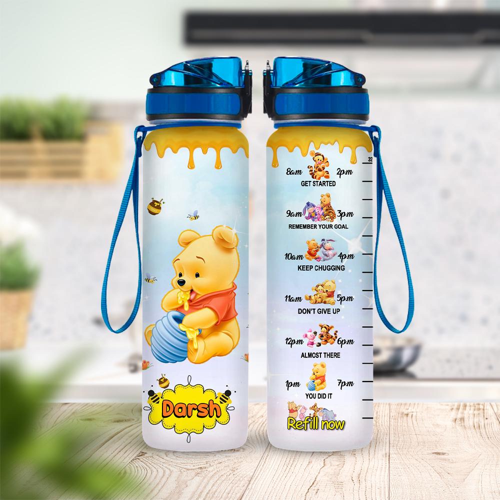 Discover Personalized Winnie The Pooh Water Tracker Bottle 32oz, Pooh Drink Bottle, Pooh Birthday Gift, Pooh Bear Sport Bottle, Pooh Gift,Pooh Bottle