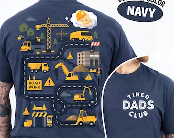 Camiseta del Club de Papás Cansados, Camiseta con diseño de pista de construcción del Club de Papás Cansados, Camiseta divertida de regalo para papá, Camiseta interactiva de carretera de coches para niños, Regalo del Día del Padre