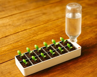 STL seedling pot with 3 size bases and indicator