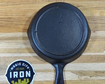 Lodge No. 3, Three-Notch Hand Scribed Cast Iron Skillet