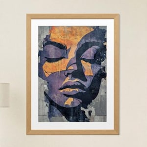 Abstract Face Digital Wall Art, Modern Colorful Portrait Print, Contemporary Home Decor. Gift for her