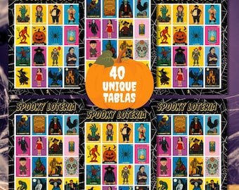 Spooky Loteria Bingo Game: Halloween, Día de Muertos (Utskrivbar PDF)