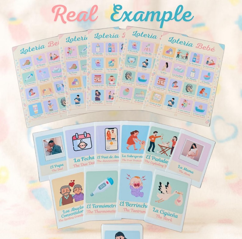 Lotería Bebé-spel: Spansk-engelsk Baby Shower Bingo (utskrivbar) bild 2