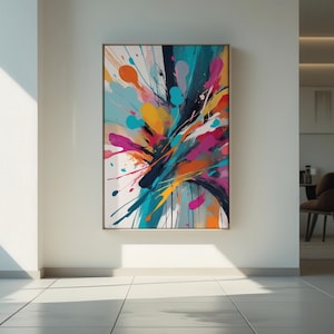 Vibrant Abstract Expressionism Wall Art | Colorful Splatter Painting | Pollock Inspired