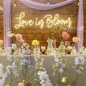 Love in Bloom Neon Sign,Custom Wedding Neon Sign,Bridal Shower Neon Decor,Led Light Sign for Wedding Backdrop,Wedding Favors,Promposal Sign