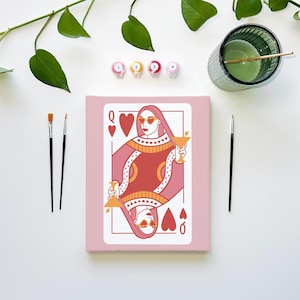 Queen of Hearts Paint by Number Kit Art Easy Painting Kit for Beginners Unique Gift Idea Valentine&#39;s Day Paint Party Fun Wall Art