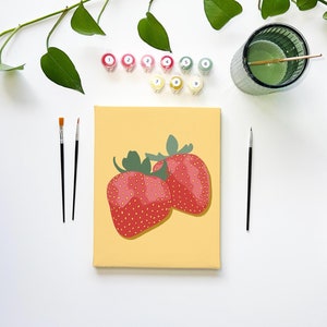 Strawberry Paint by Number Kit DIY Fruit Art Easy Painting Kit for Beginners Unique Gift Idea Art Therapy Paint Party Fun Wall Art