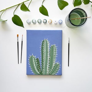 Kit de peinture cactus par numéro Art de plante d'intérieur bricolage Kit de peinture facile pour débutants Idée cadeau unique Peinture art-thérapie Fête amusante Art mural