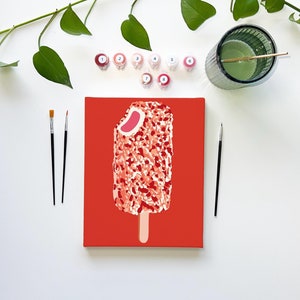 Strawberry Shortcake Bar Paint by Number Kit DIY Art Easy Painting Kit for Beginners Unique Gift Idea Art Therapy Paint Party Fun Wall Art