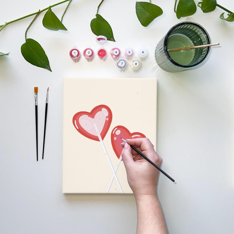 Heart Lollipops Handcrafted Paint by Number Kit: Easy DIY Painting ...