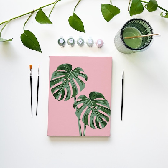 Monstera Handgefertigtes Malen nach Zahlen Kit: DIY Zimmerpflanzen Kunst,  anfngerfreundlich - Etsy.de