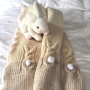 cable bunny baby blanket knitting pattern