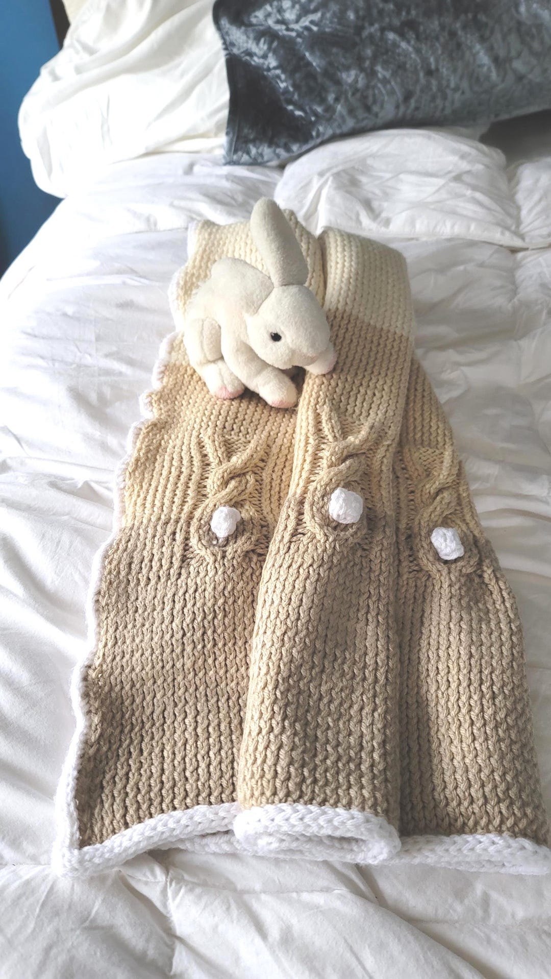 Cable Bunny Baby Blanket Knitting Pattern - Etsy
