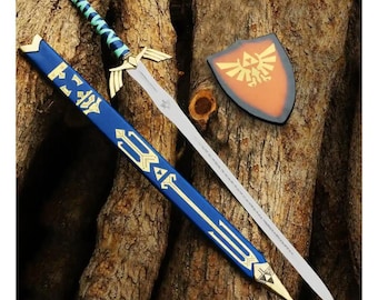 Réplica azul de la Espada de Skyward Sword de The Legend of Zelda, forjada a mano en acero inoxidable.