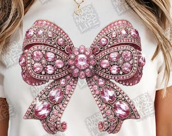 Pink Rhinestone Bow PNG