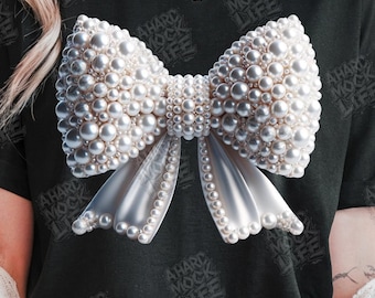 Elegant Pearl Bow PNG: Digital Scrapbook Clipart (Digital Download)