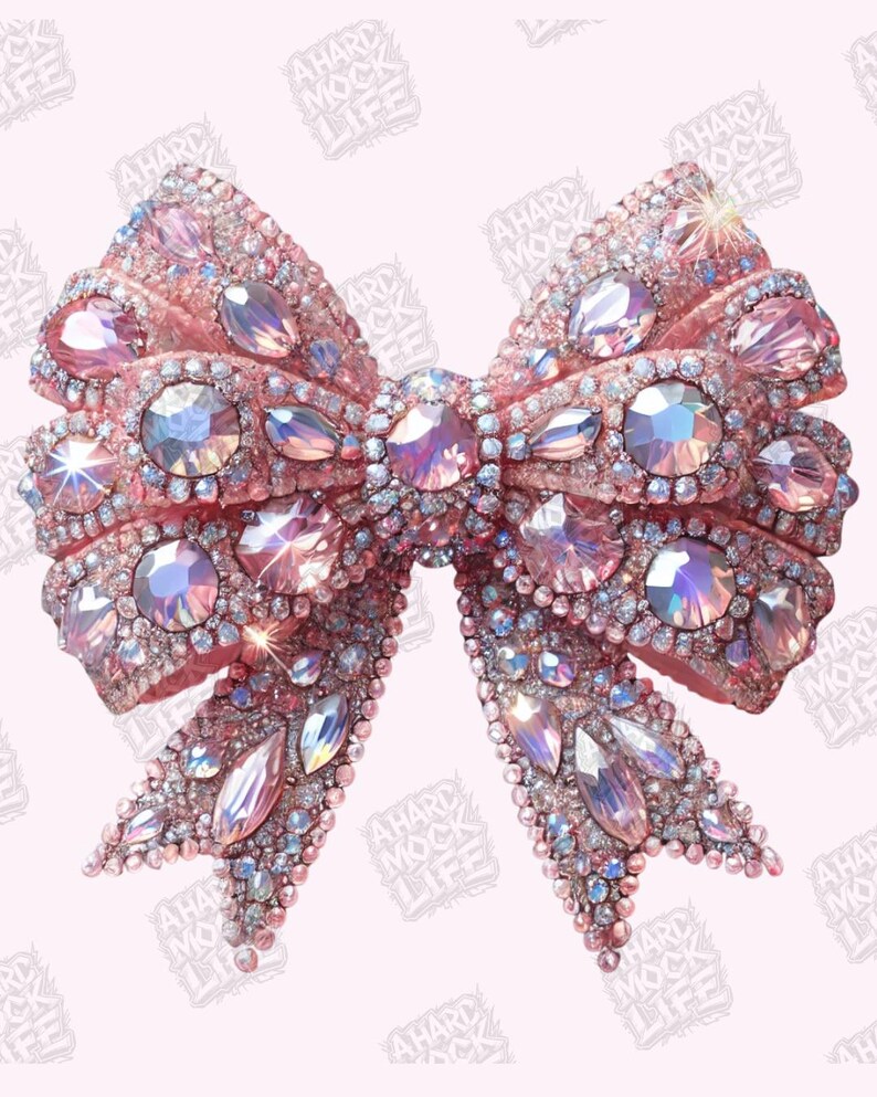 Pink Rhinestone Bow Pink Crystal Bow PNG - Etsy
