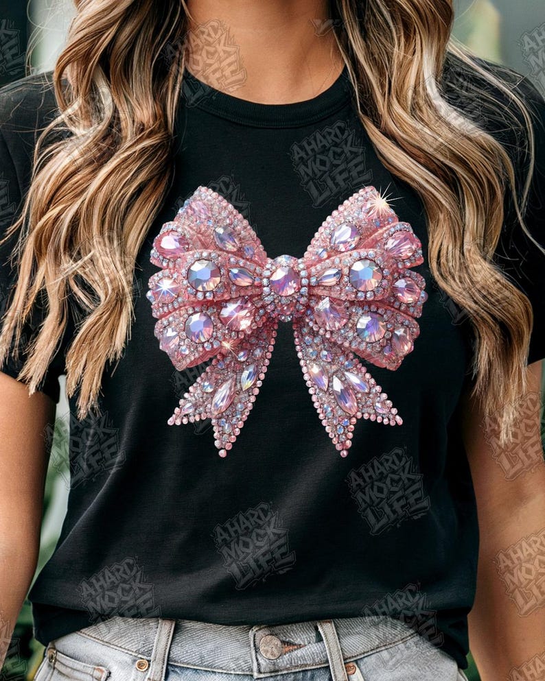 Pink Rhinestone Bow Pink Crystal Bow PNG - Etsy